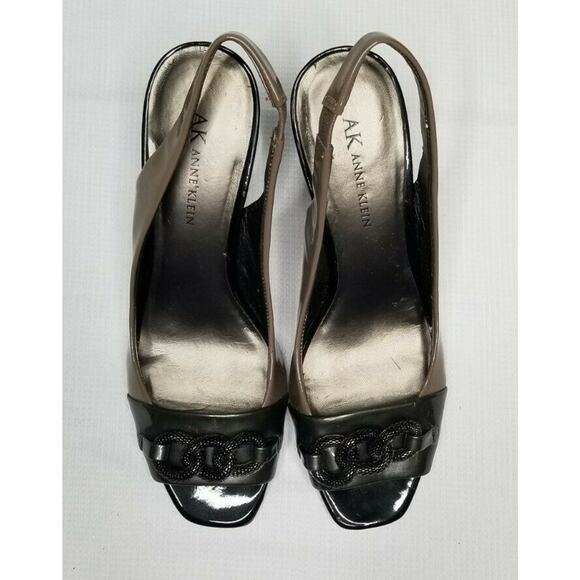 Anne Klein Charcoal Taupe Akvelie Heels Slingback Formal Shoes Size 7.5 - Picture 4 of 8